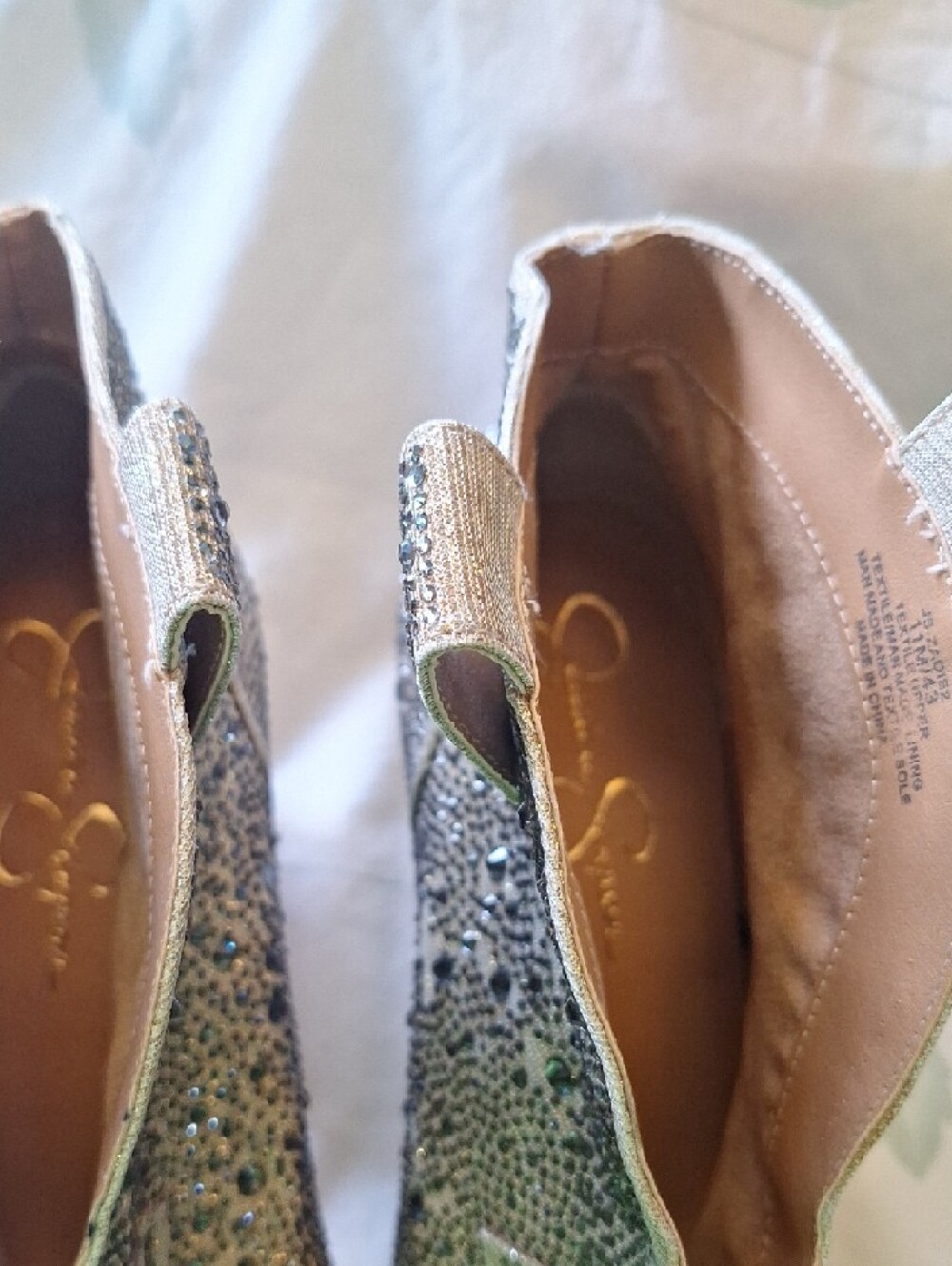 Jessica Simpson Gold Crystal Embellished Western Ankle Boots - Picture 2 of 5